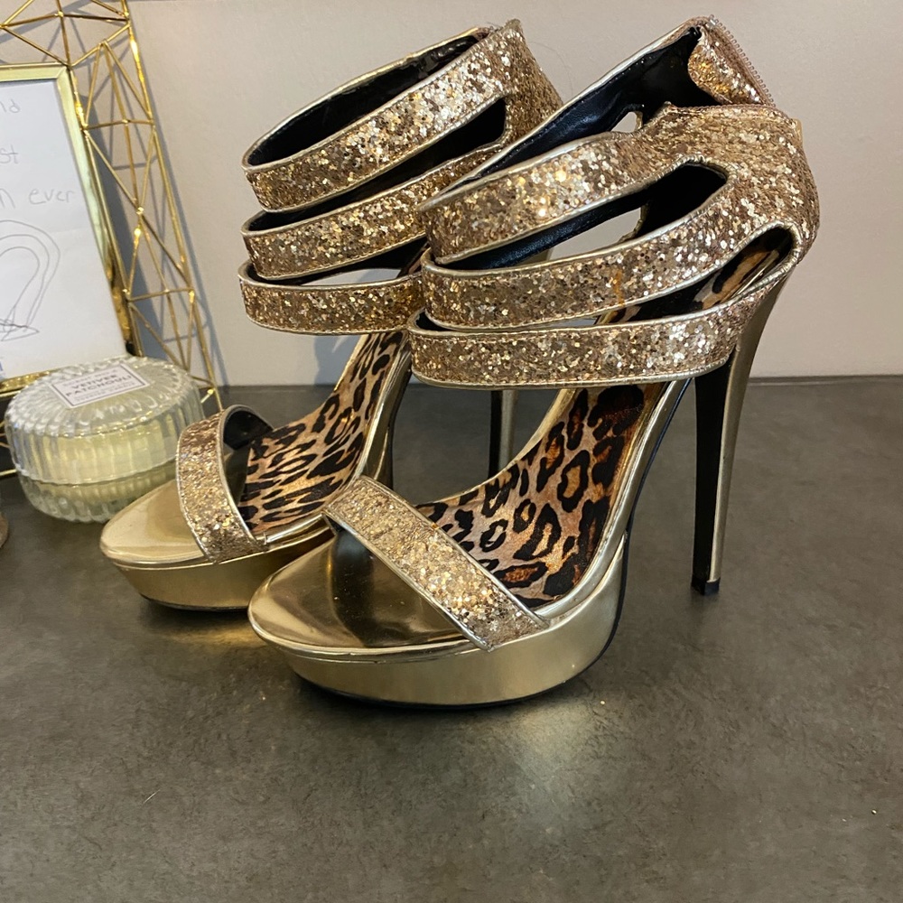Socialite Sparkly Gold Heels